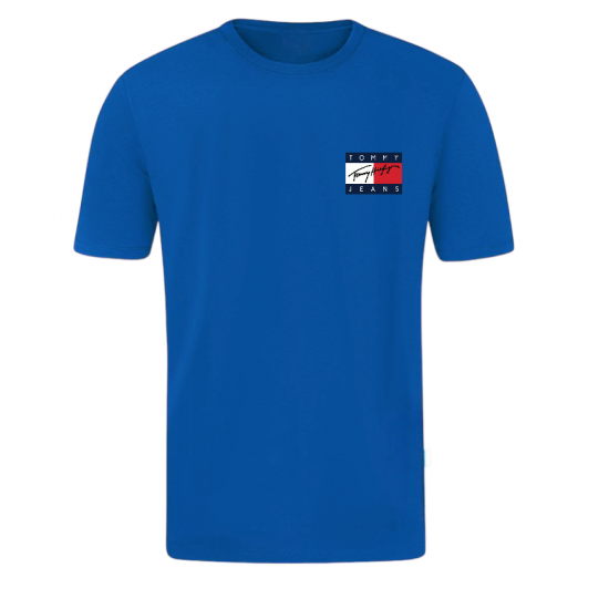 T-SHIRT 100% ΒΑΜΒΑΚΙ ΜΕ LOGO - ΜΠΛΕ ΡΟΥΑ - TOMMY JEAN EST T-SHIRT 100% ΒΑΜΒΑΚΙ ΜΕ LOGO - ΜΠΛΕ ΡΟΥΑ - TOMMY JEAN EST